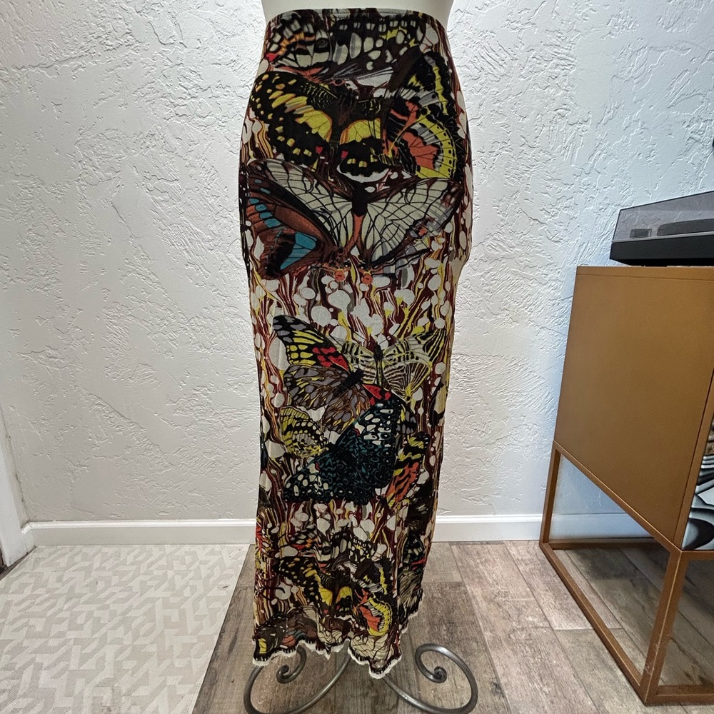 Jean Paul Gaultier Vintage Butterfly-Print Maxi Skirt Size Large